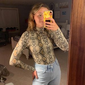 long sleeve snake print bodysuit